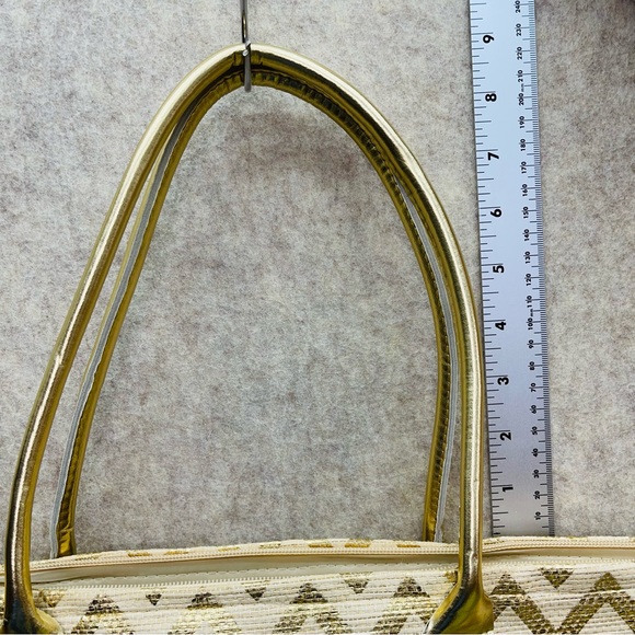 Straw & Gold Beach Shopping Tote Bag with Matching Wristlet - Picture 8 of 10